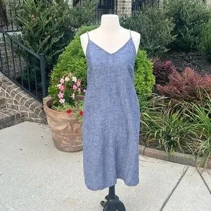 Time and Tru | Dresses | Linen Slip Dress Heather Blue New | Poshmark